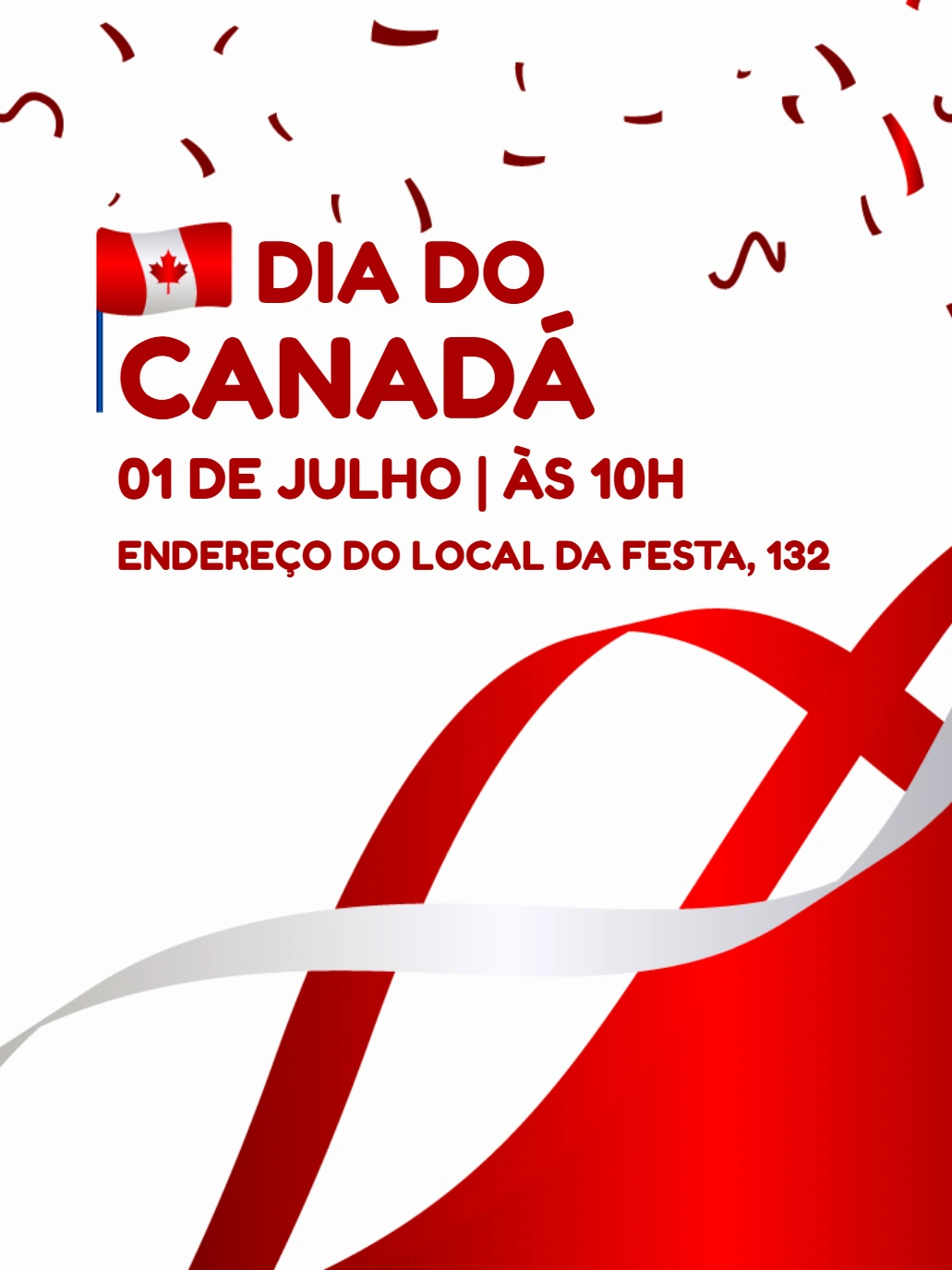 Convite Editável Online para Festa do Dia do Canadá