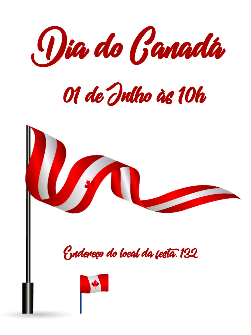 Convite Dia do Canadá com Bandeira para Editar Online