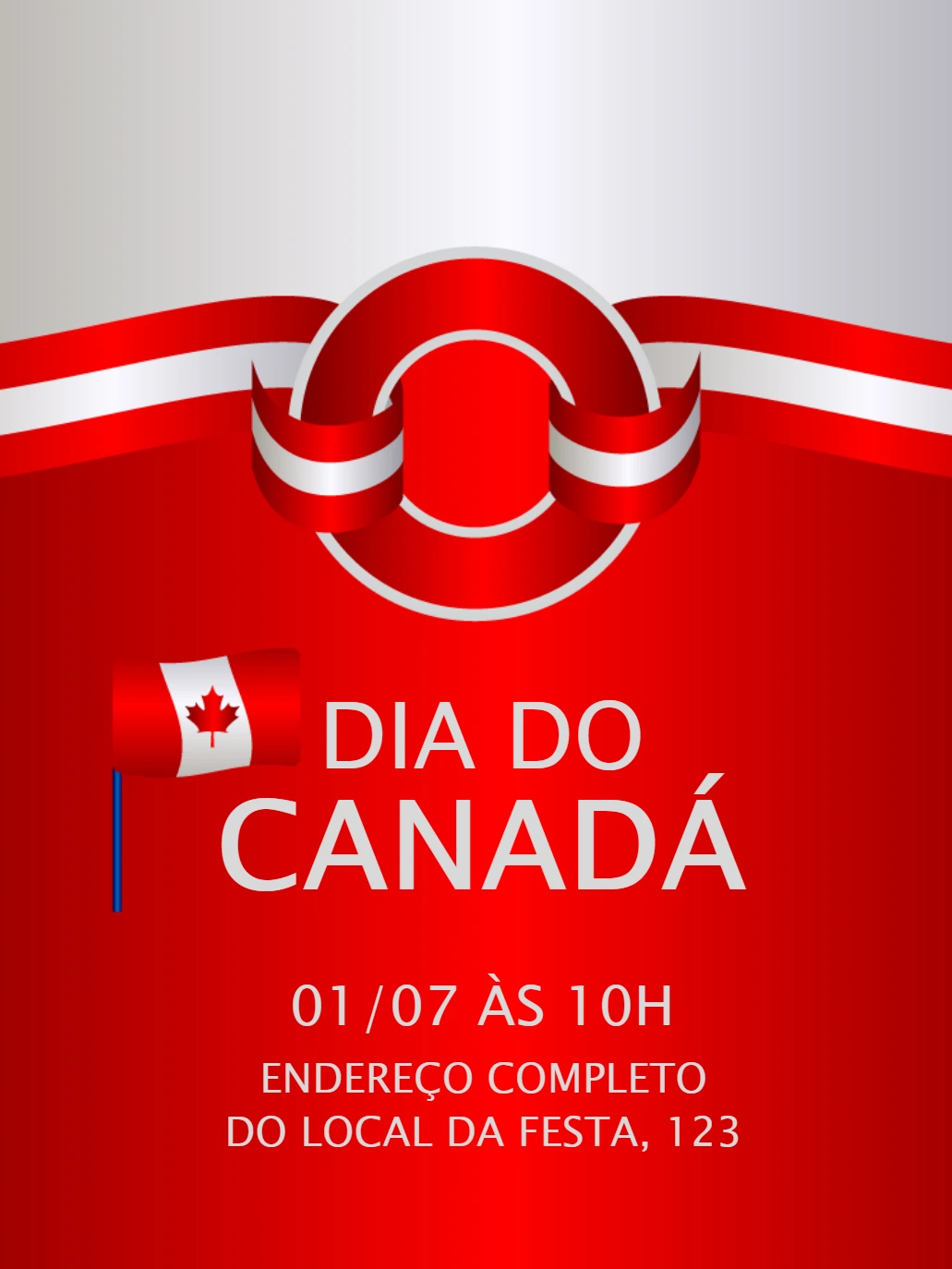 Convite Dia do Canadá com Bandeira para Editar Online