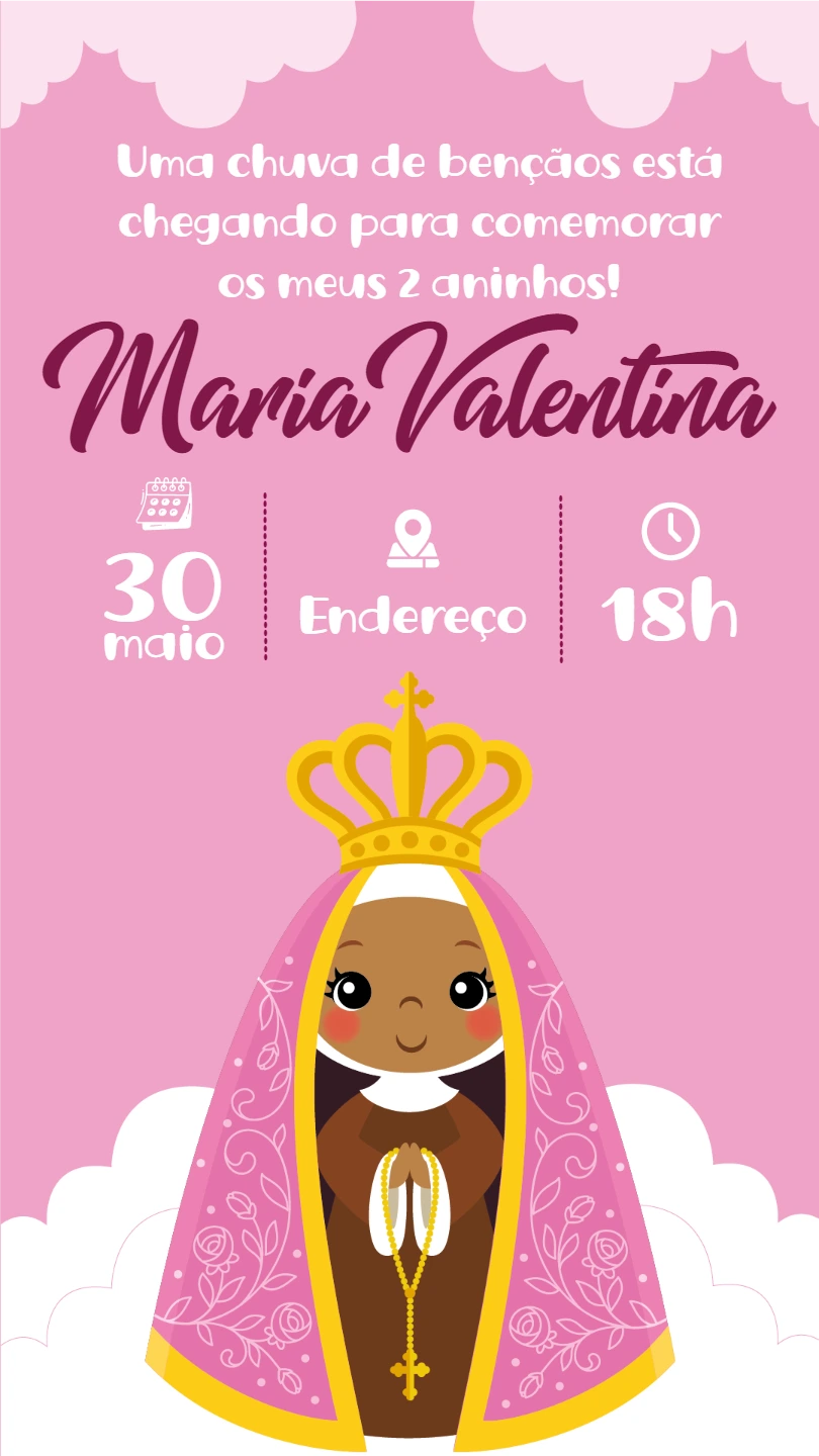 Convite Aniversário Nossa Senhora para Editar Online