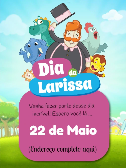 Convite de Aniversário Mundo Bita com Personagens para Editar