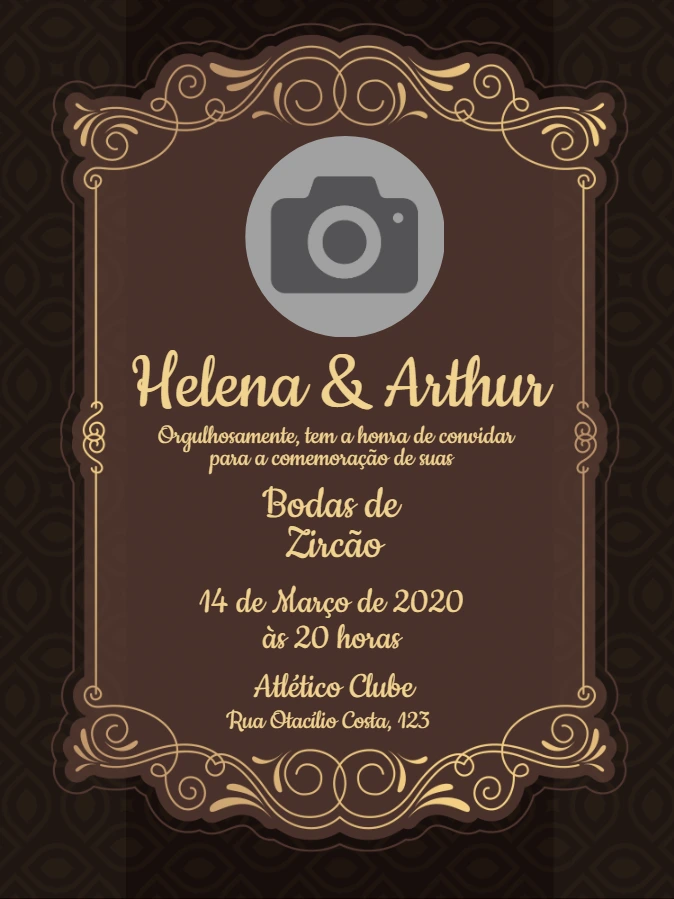 Convite Bodas de Zircão com Foto para Editar Online