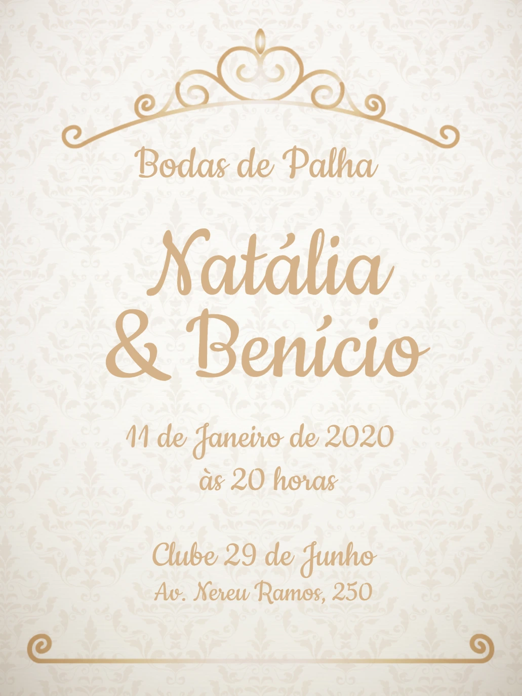 Convite de Bodas de Palha Elegante para Editar Online