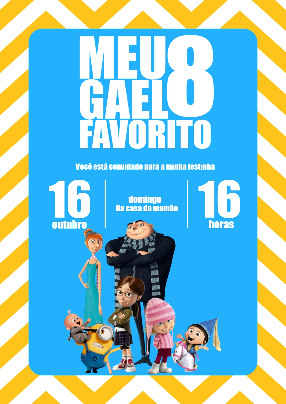 Convite de Aniversário Meu Malvado Favorito para Editar