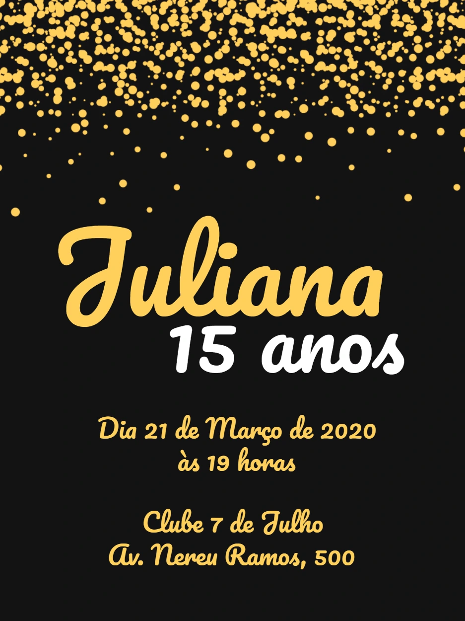 Convite de 15 Anos Luxuoso Dourado para Editar Online