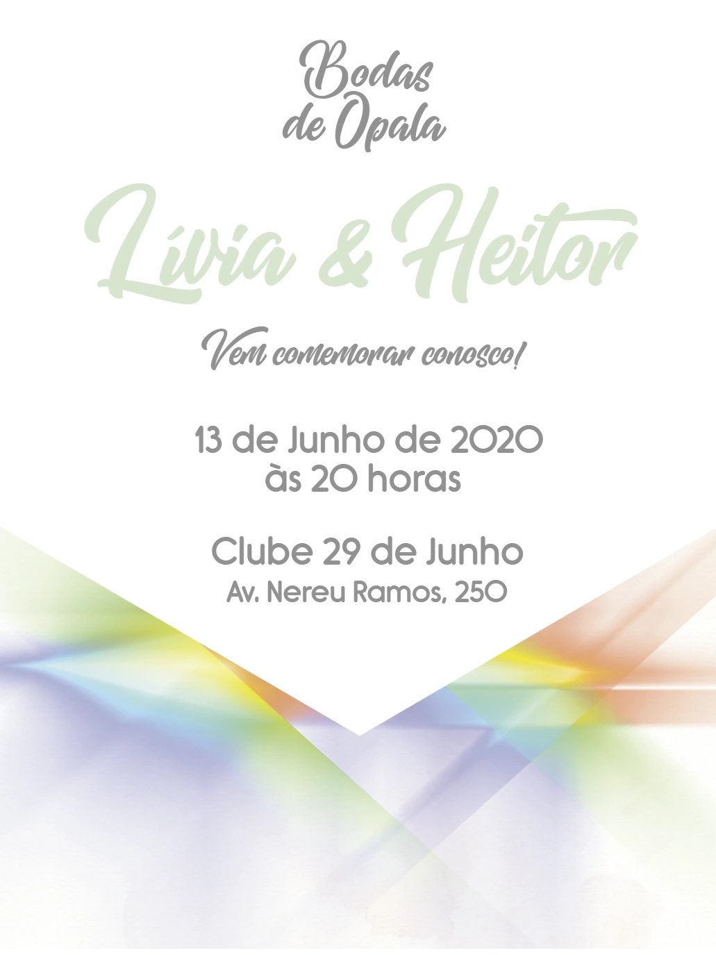 Convite Bodas de Opala com Efeito Prisma para Editar Online