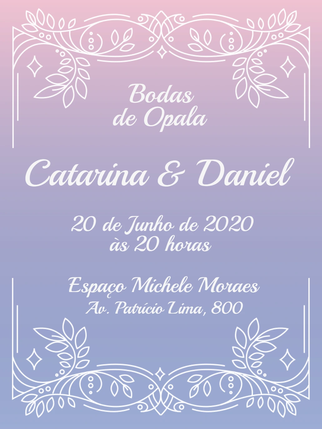 Convite Bodas de Opala Elegante para Editar Online