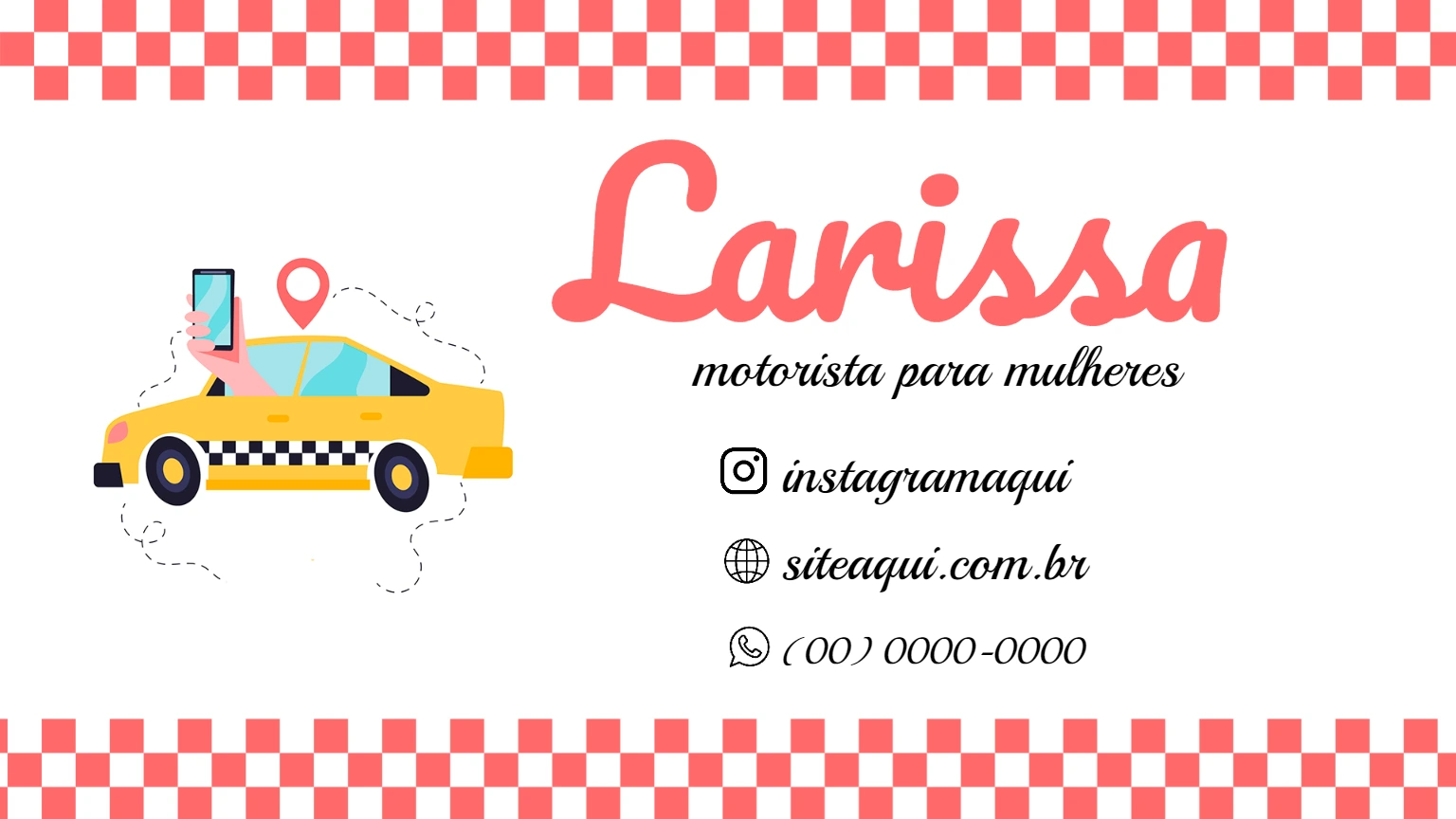 Cartão de Visita Táxi para Mulheres para Editar Online