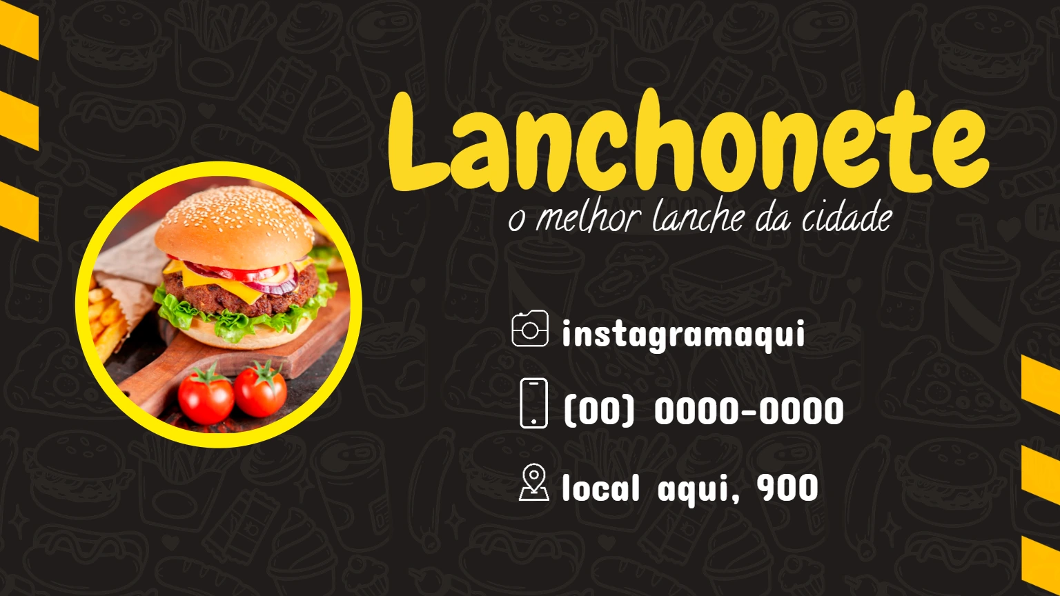 Cartão de Visita Lanchonete com Foto de Lanche para Editar