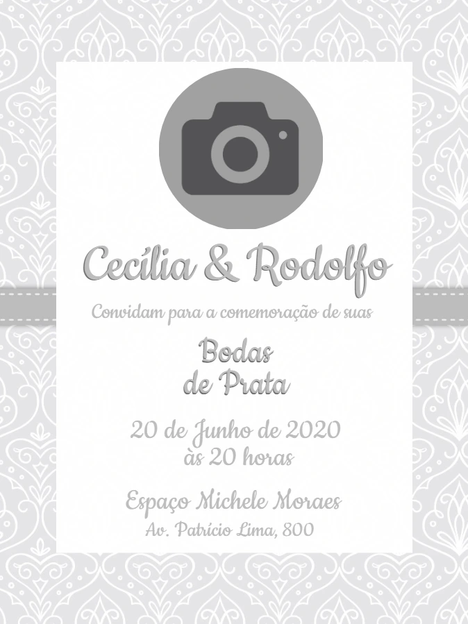 Convite Bodas de Prata com Foto para Editar Online