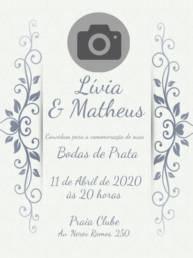 Convite Bodas de Prata com Foto para Editar Online