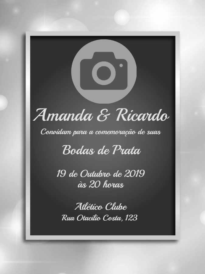 Convite de Bodas de Prata com Foto para Editar Online