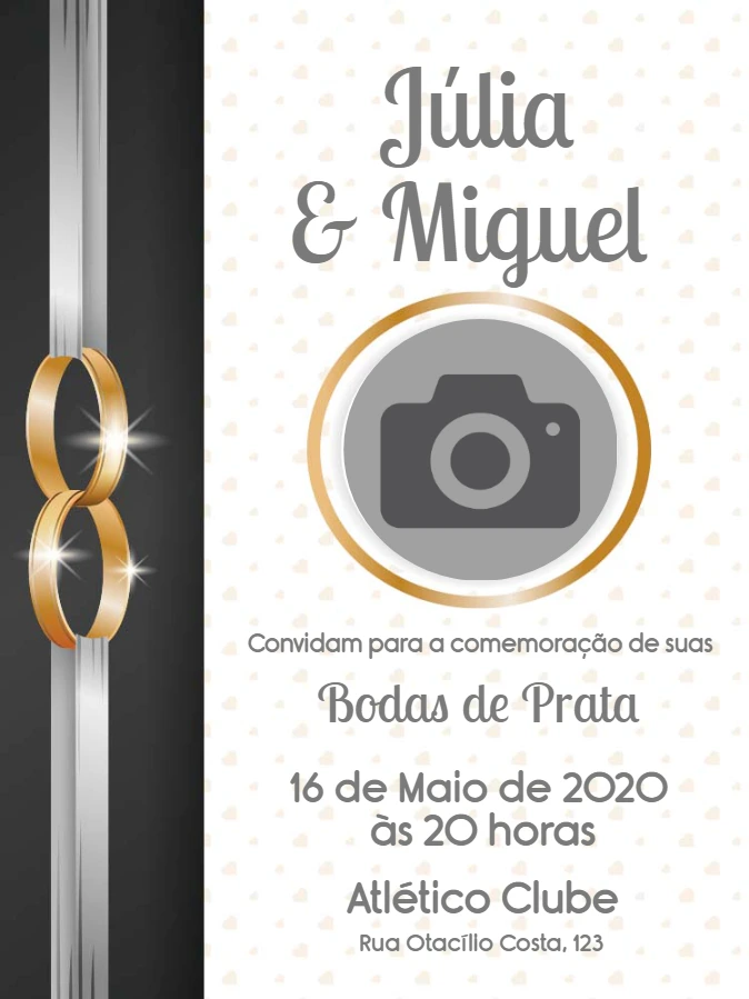 Convite de Bodas de Prata com Foto para Editar Online