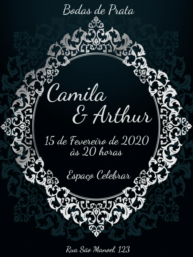 Convite de Bodas de Prata Elegante para Editar Online