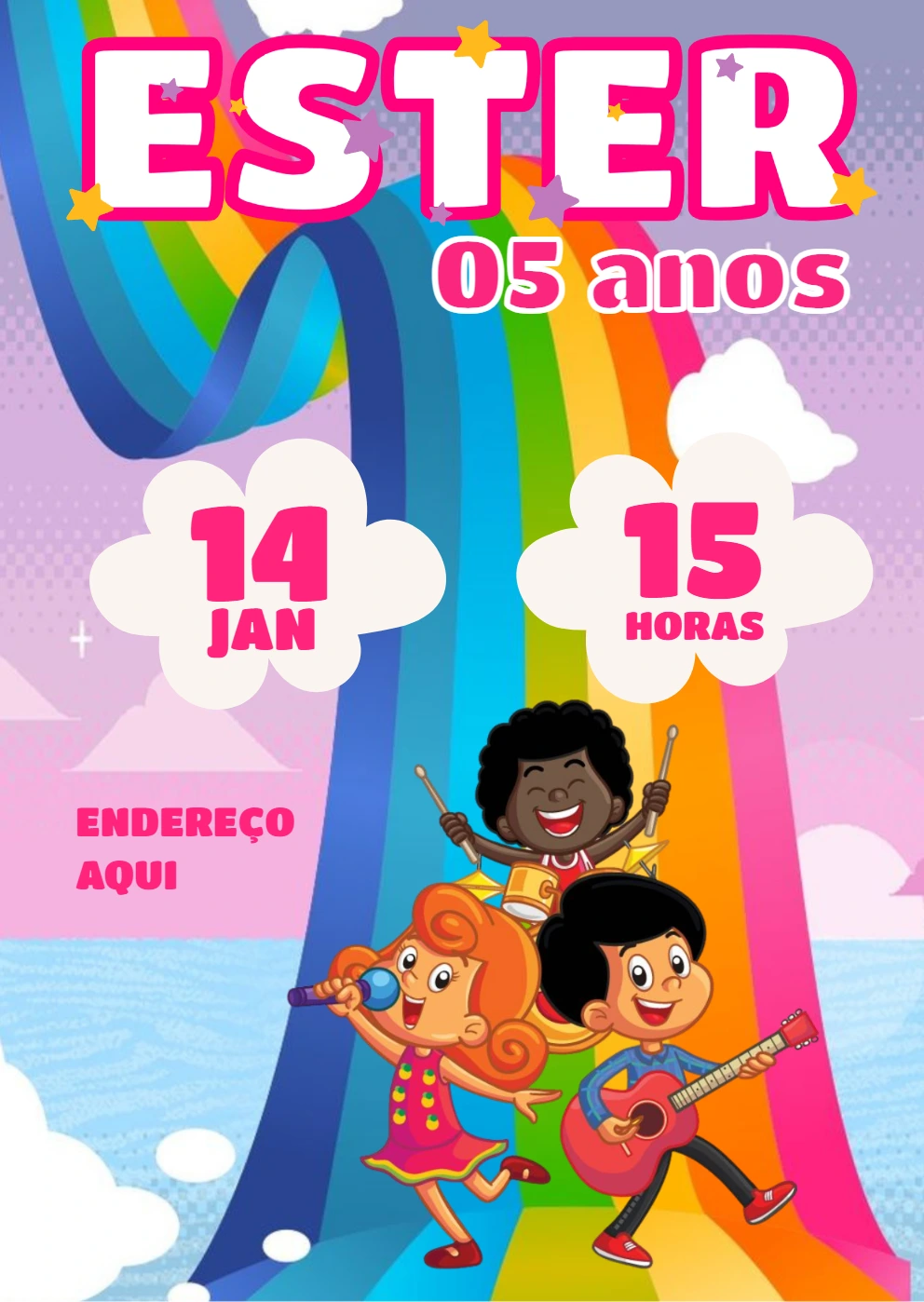 Convite Aniversário 3 Palavrinhas para Editar Online