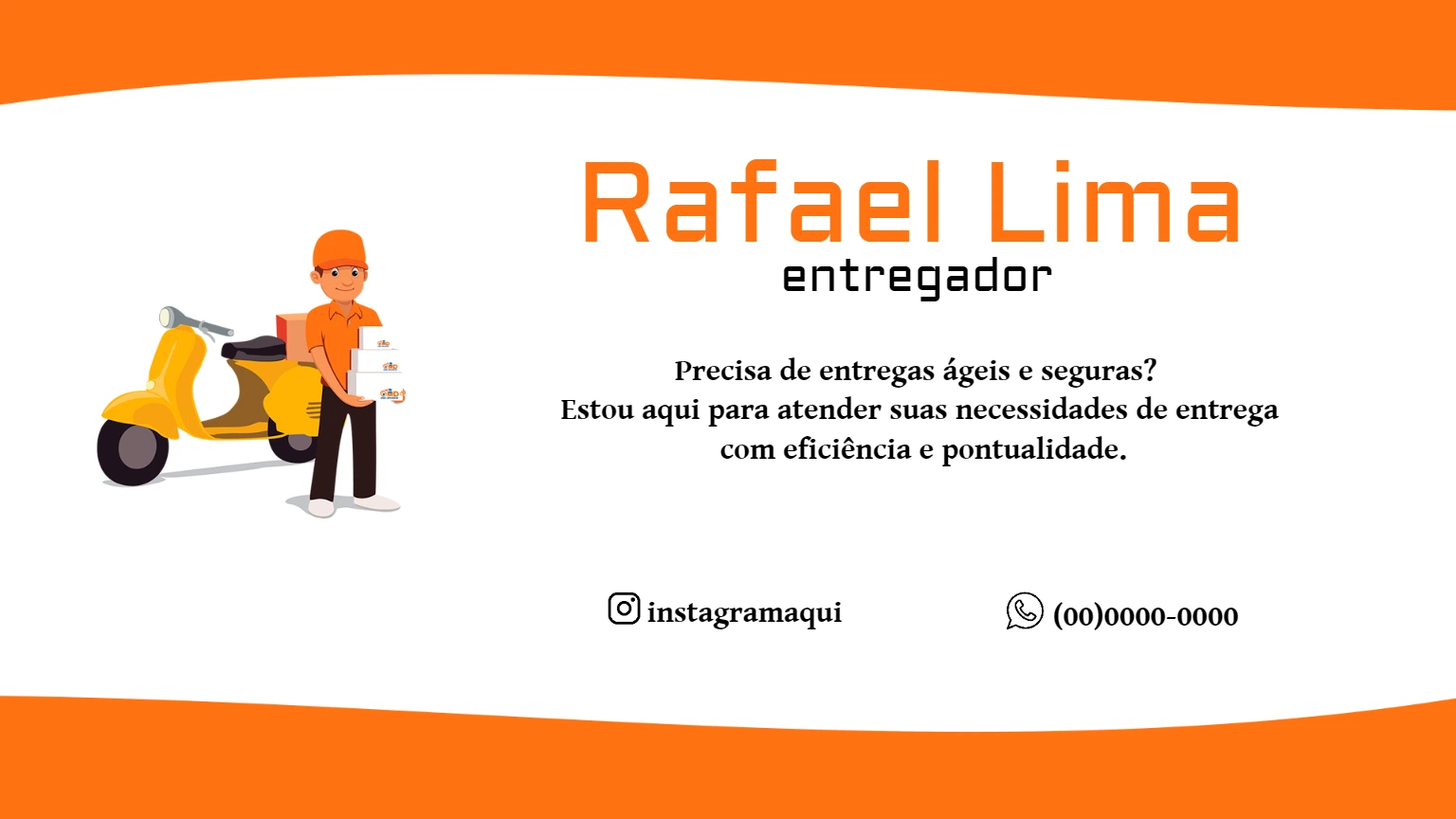 Cartão de Visita Entregador com Motoboy para Editar Online
