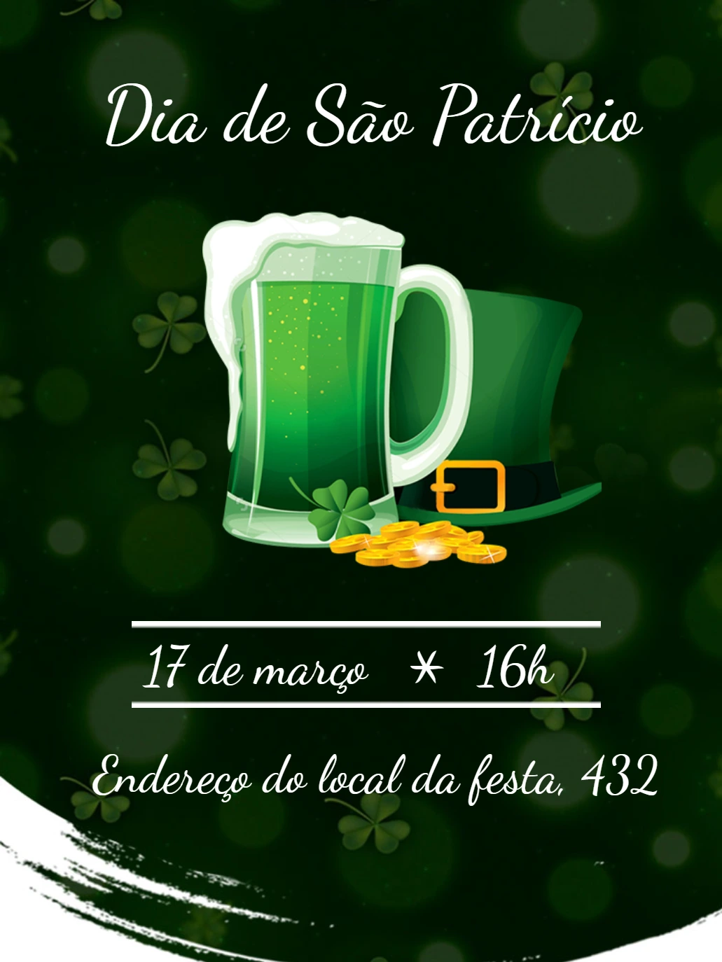 Convite Dia de São Patrício com Cerveja Verde para Editar
