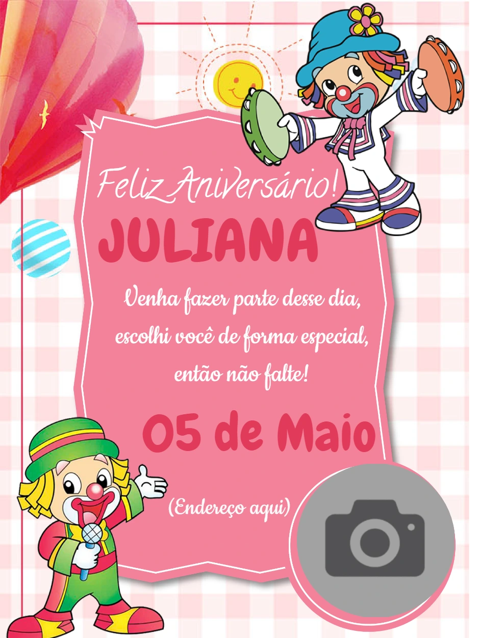 Convite de Aniversário Patati e Patatá com Foto para Editar