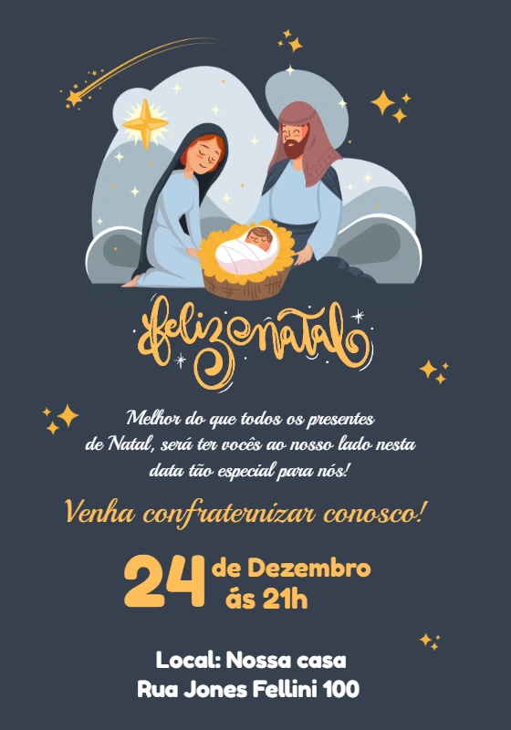 Convite de Natal com Presépio para Editar Online