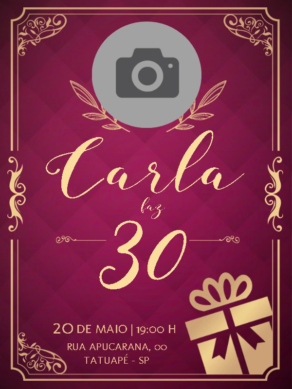 Convite de Aniversário com Foto Elegante para Editar Online