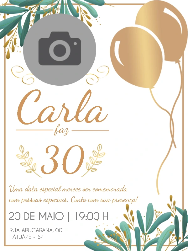 Convite de Aniversário Elegante com Foto para Editar Online
