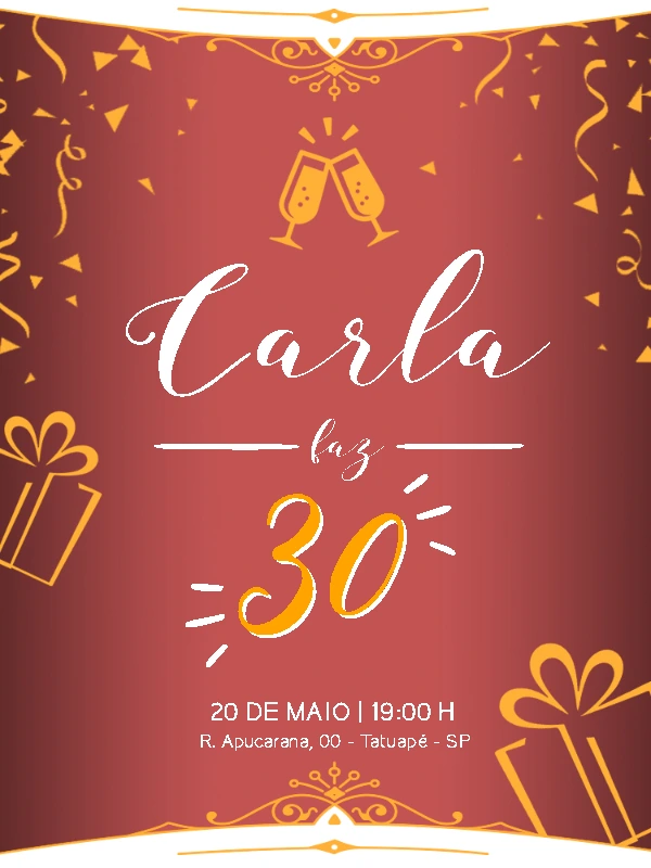 Convite de Aniversário Feminino Elegante para Editar Online