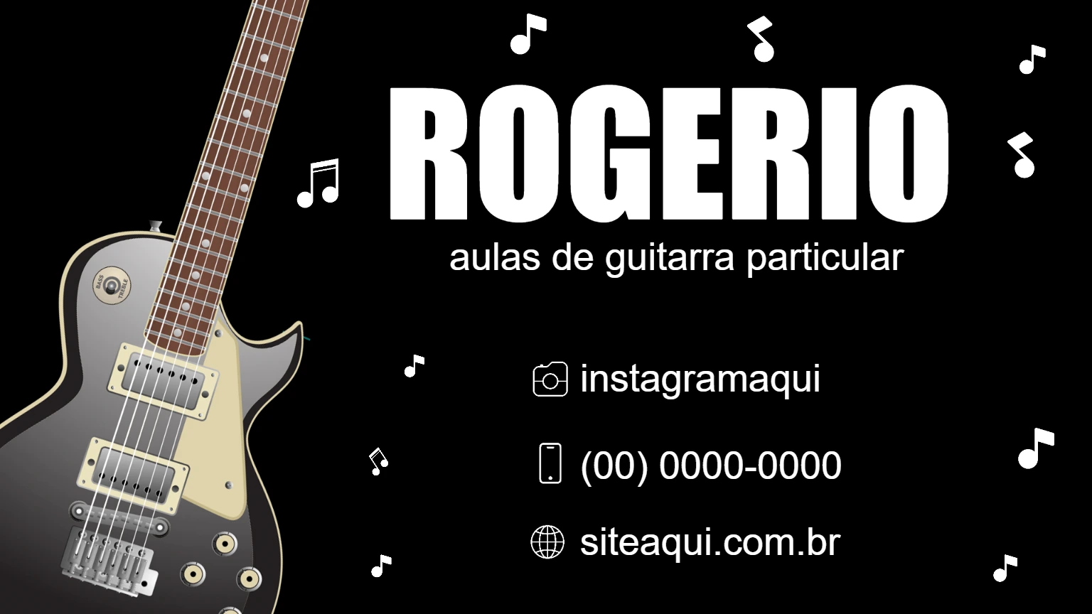 Cartão de Visita para Aulas de Guitarra Editável Online
