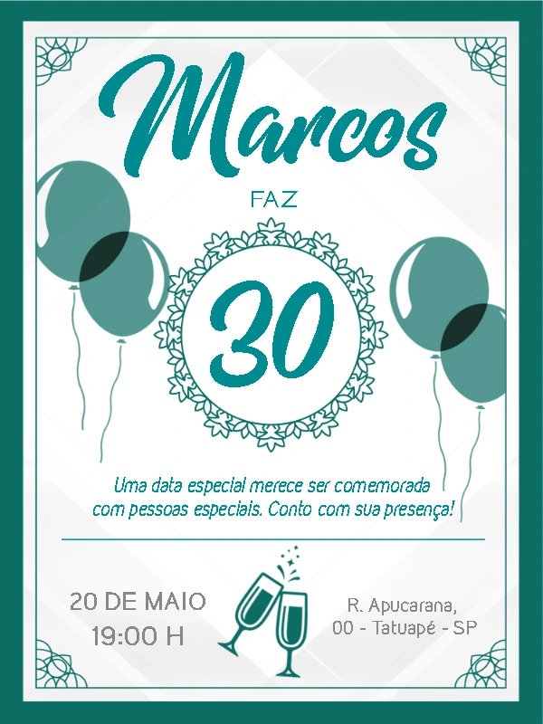 Convite de Aniversário Masculino Elegante para Editar Online
