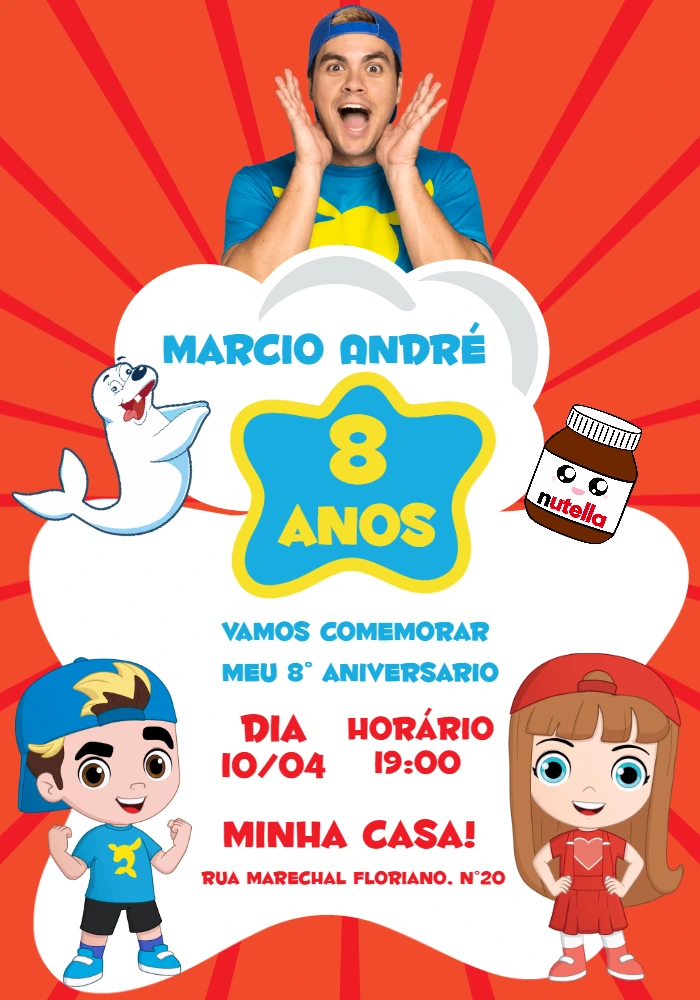 Convite Aniversário Aventureiros com Personagens para Editar