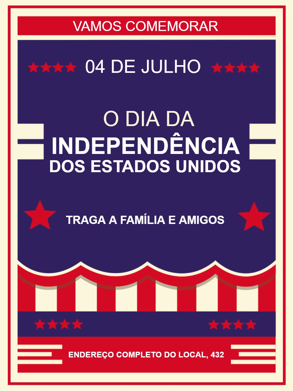 Convite 4 de Julho Independência dos EUA para Editar Online