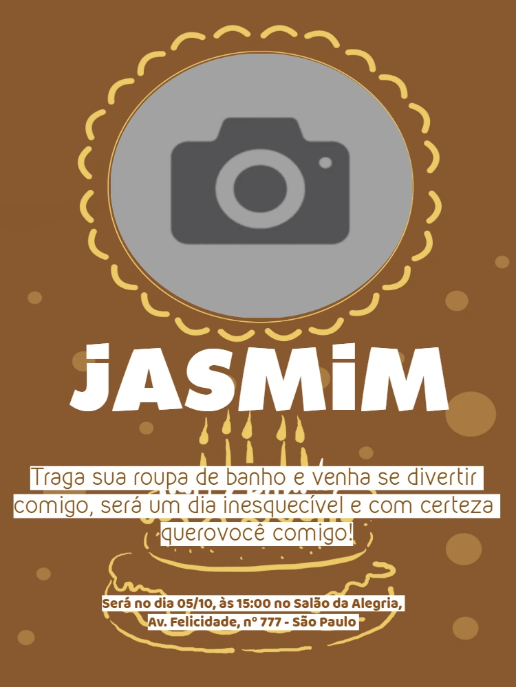 Convite de Aniversário Minimalista com Foto para Editar