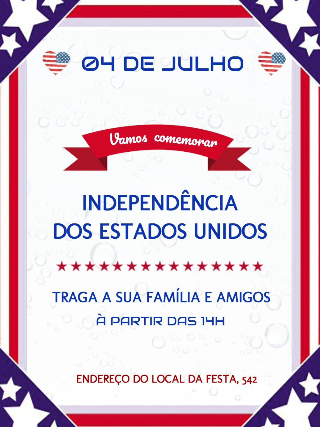 Convite 4 de Julho Independência dos EUA para Editar Online