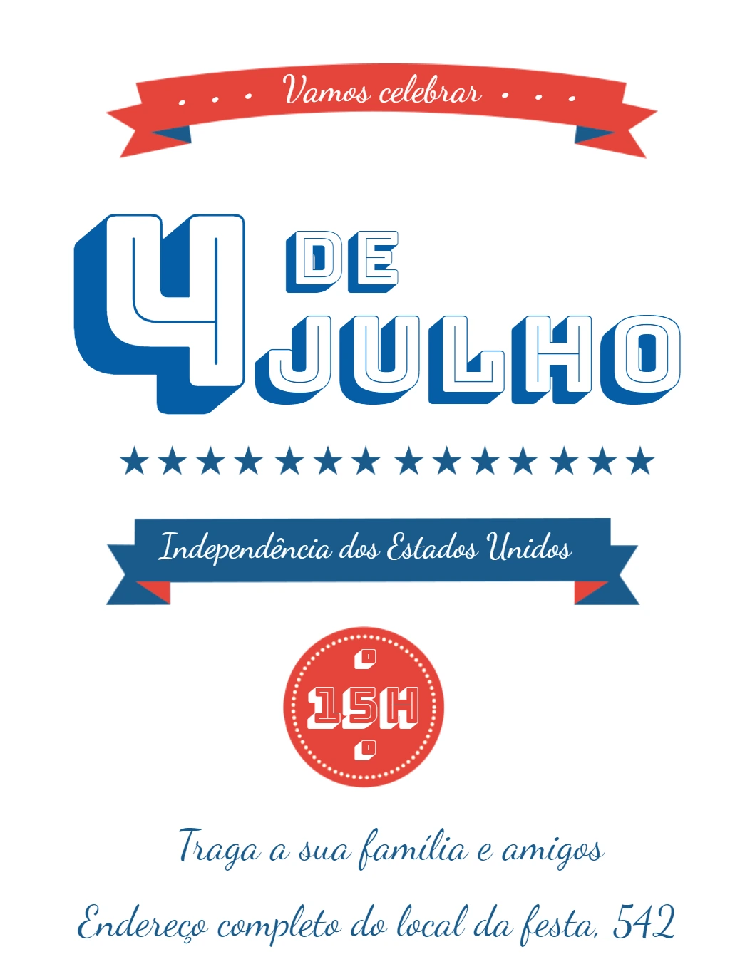 Convite 4 de Julho Independência dos EUA para Editar Online