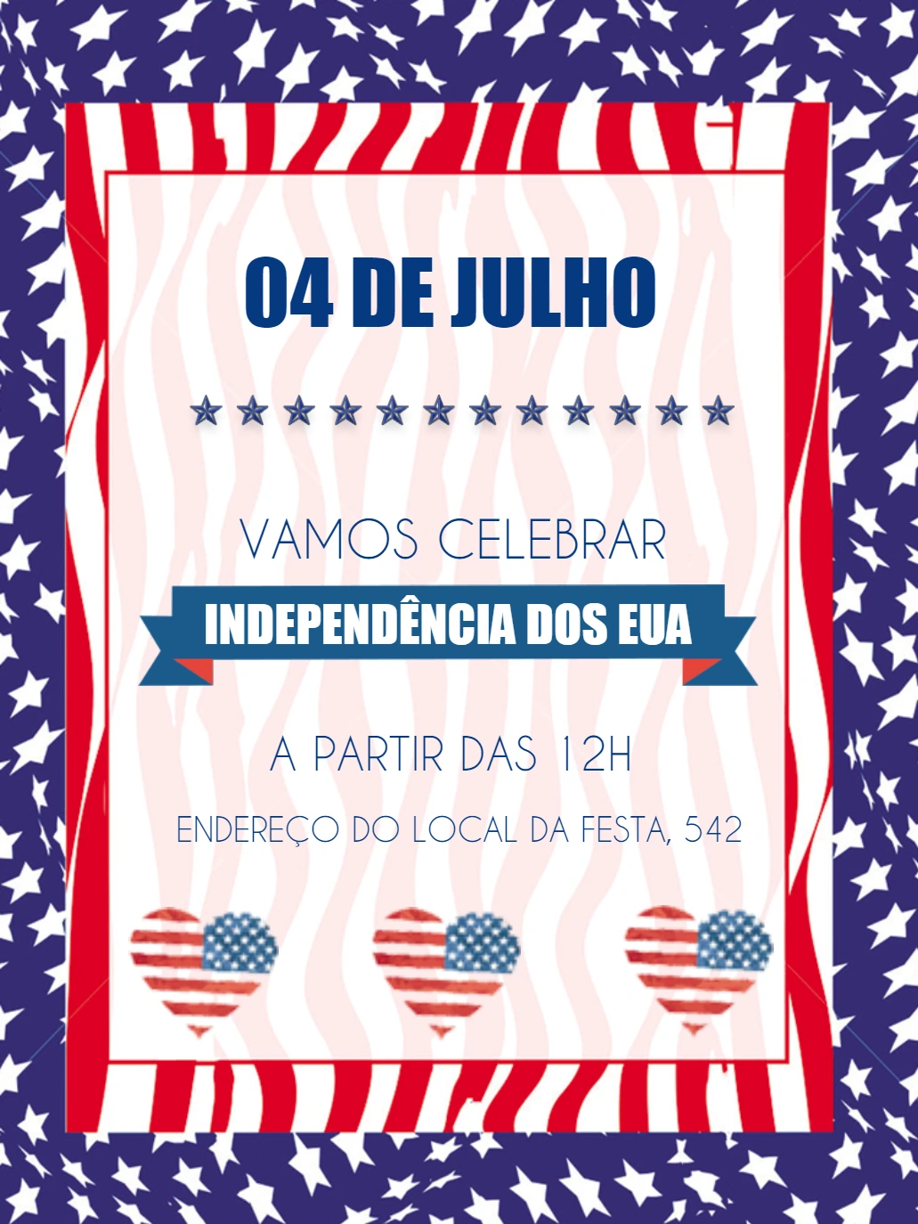 Convite 4 de Julho Independência dos EUA para Editar Online