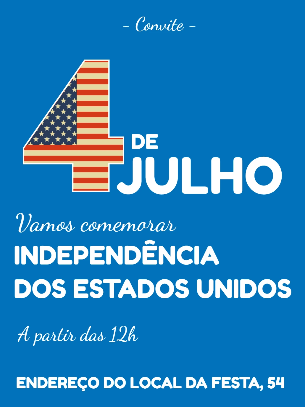 Convite 4 de Julho Independência dos EUA para Editar Online