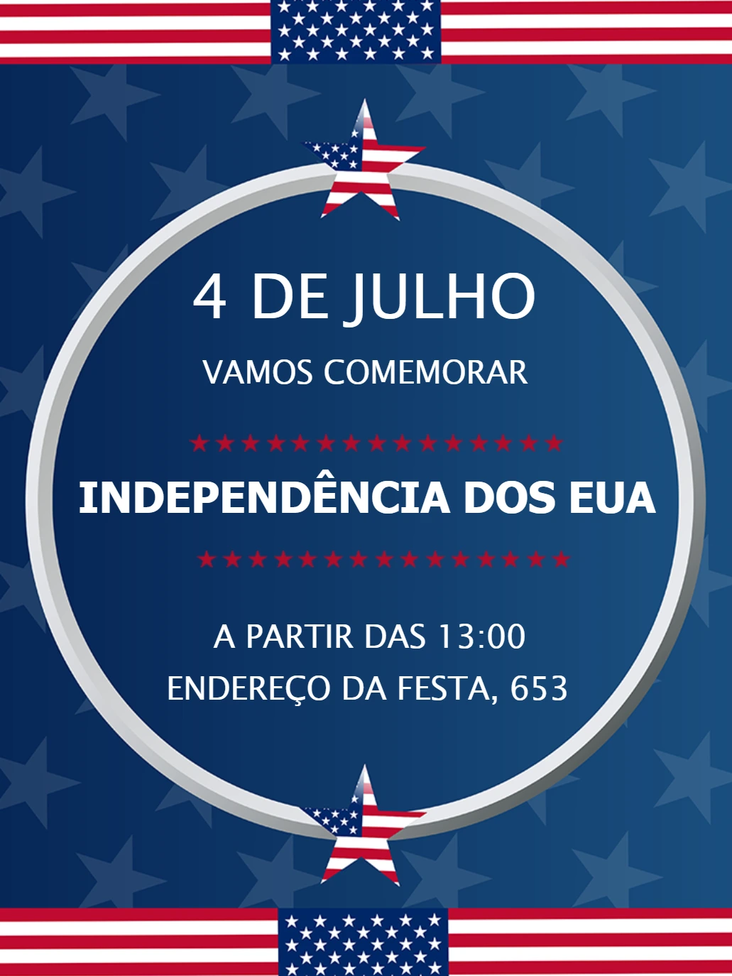 Convite 4 de Julho Independência dos EUA para Editar Online