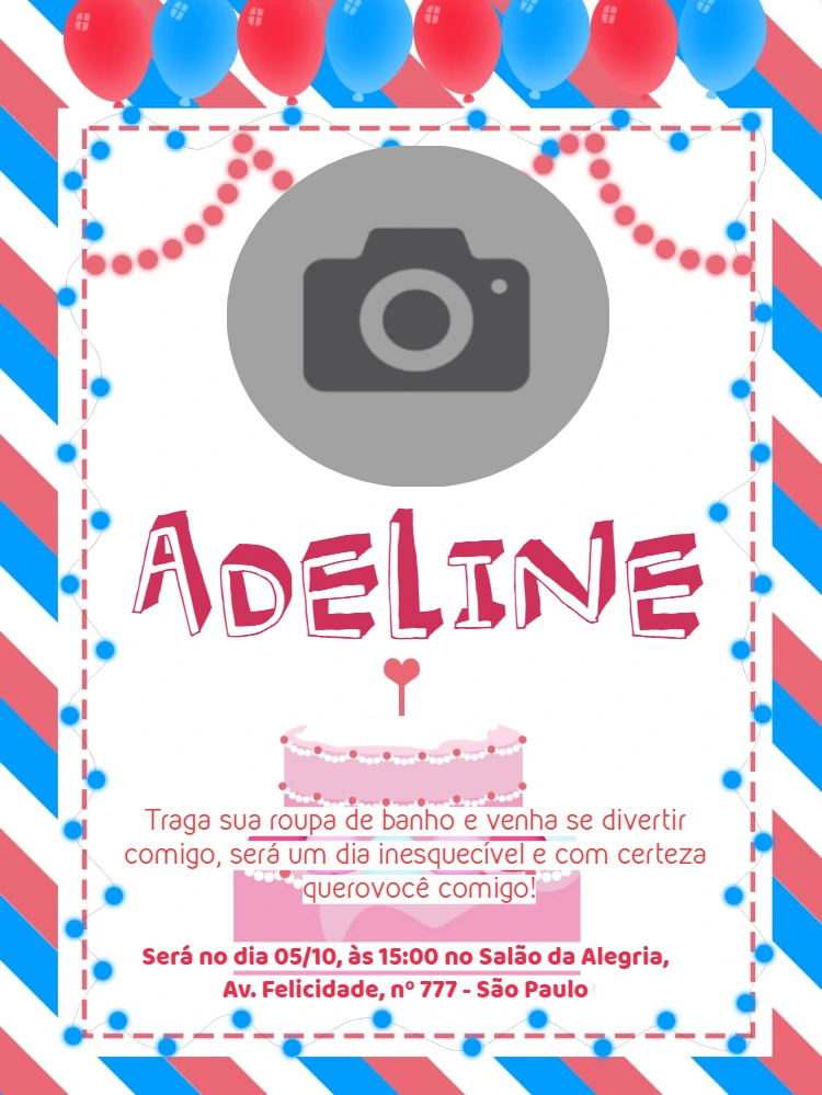 Convite de Aniversário Colorido com Foto para Editar Online