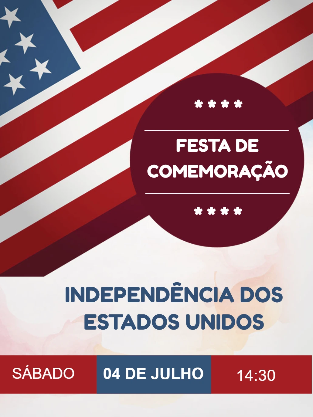 Convite Independência dos EUA com bandeira para Editar Online