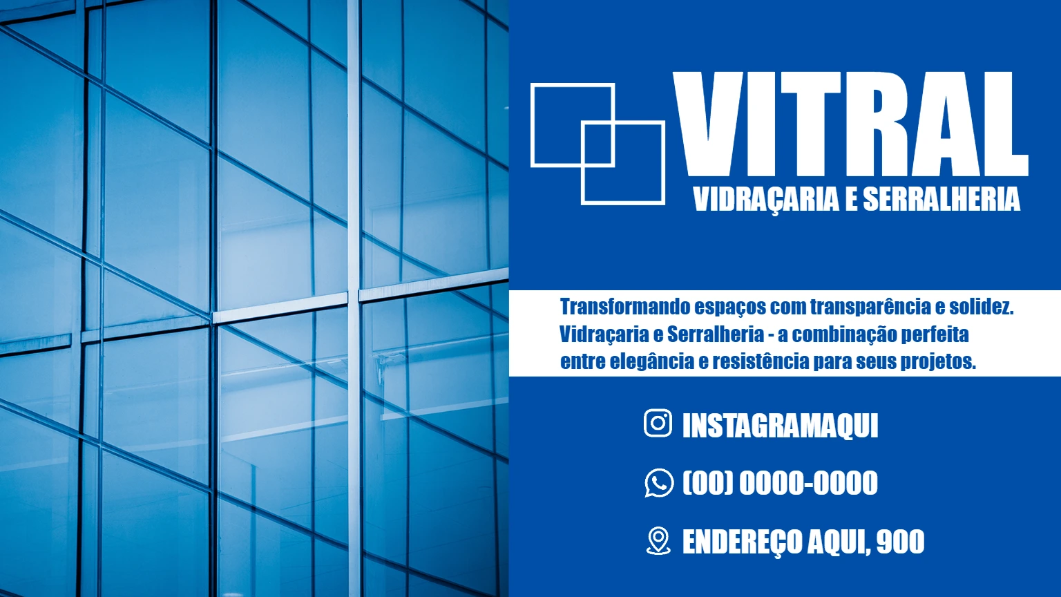 Cartão de Visita Vidraçaria e Serralheria para Editar Online