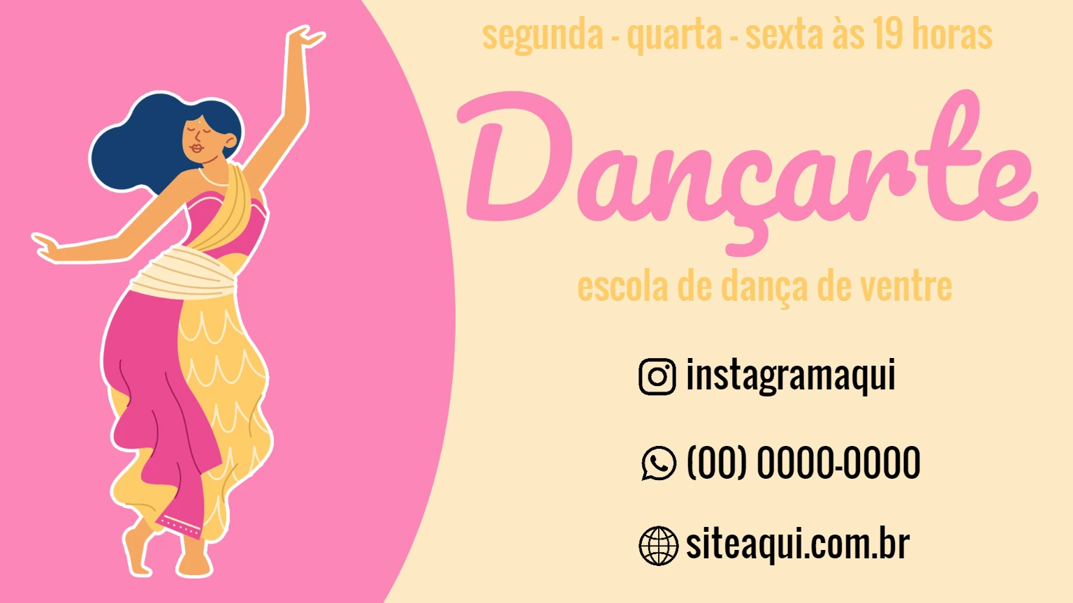 Cartão de Visita Dança do Ventre Editável Online para Imprimir