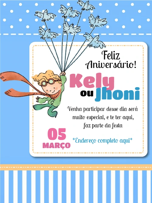 Convite Aniversário Pequeno Príncipe para Editar Online
