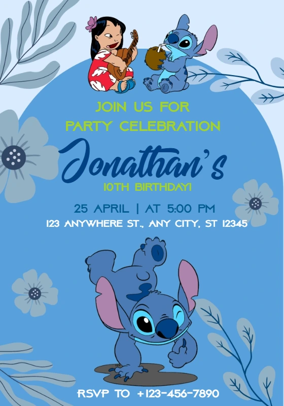 Lilo & Stitch Birthday Invitation to Edit Online