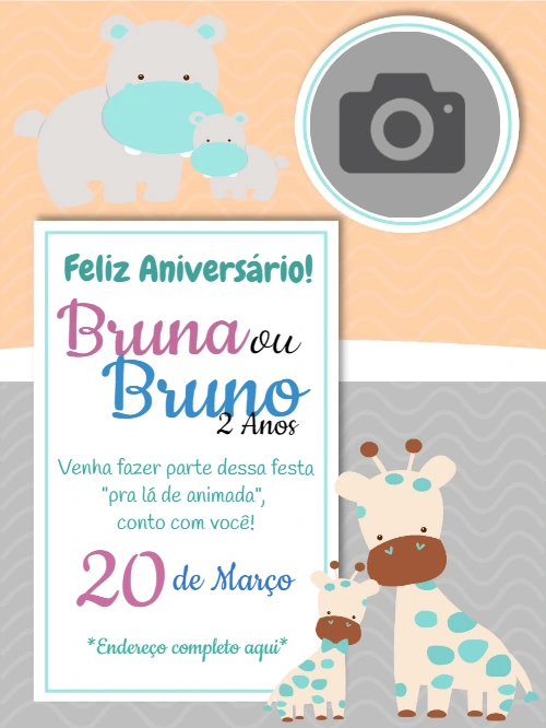 Convite de Aniversário Safari com Foto Editável Online