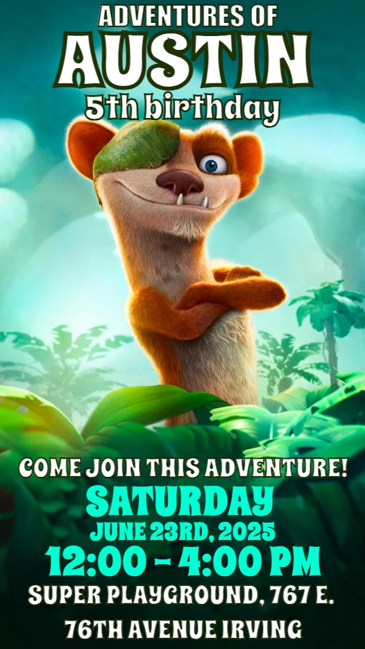 Ice Age Buck Birthday Invitation to Edit Online