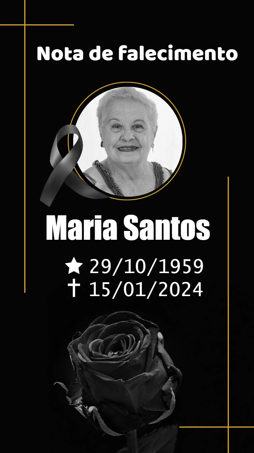 Modelo de Nota de Falecimento com Foto para Editar Online