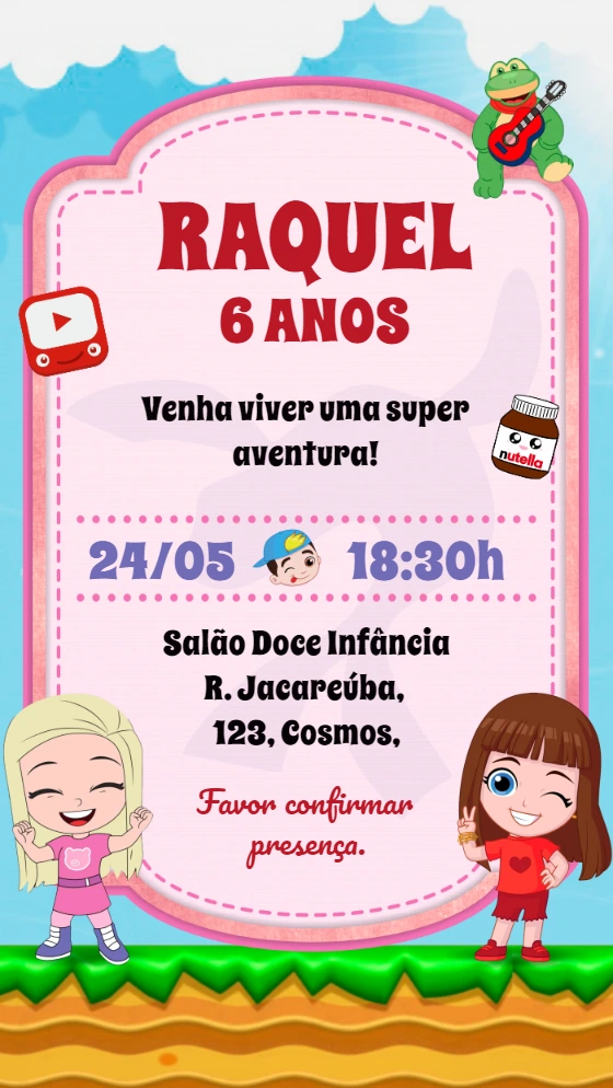 Convite de Aniversário Aventureiros para Editar Online