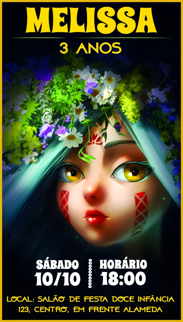 Convite Aniversário Mavka Floresta Encantada para Editar Online