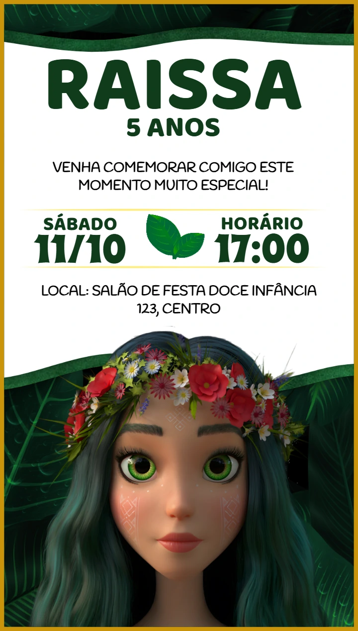 Convite Aniversário Mavka Aventura na Floresta para Editar