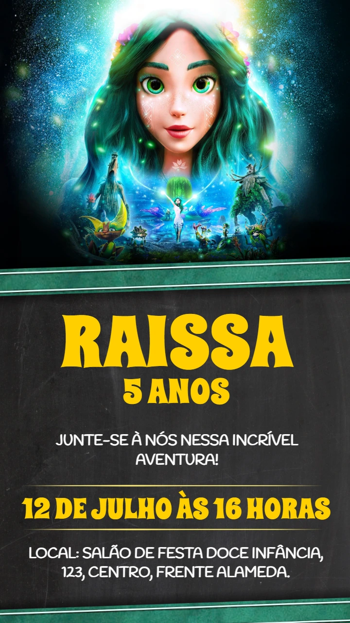 Convite Aniversário Mavka Aventura na Floresta para Editar