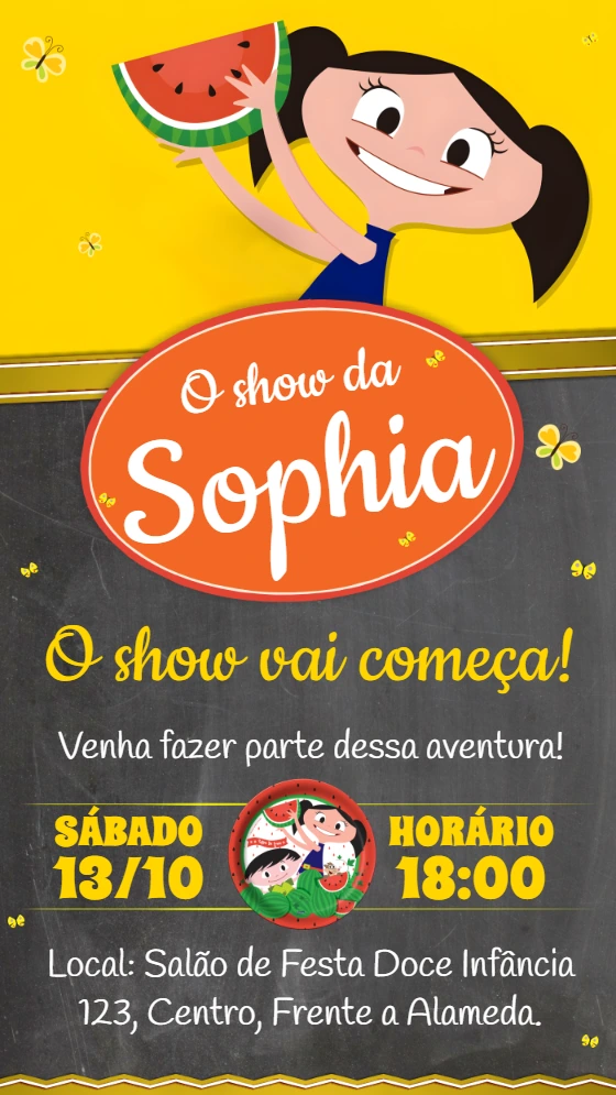 Convite Aniversário O Show da Luna para Editar Online